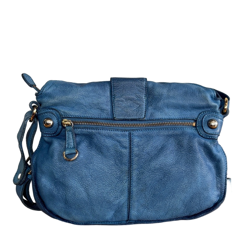 Anthropologie Lucky Penny Blue Leather Faded Crossbody Boho Bag - Picture 4 of 9